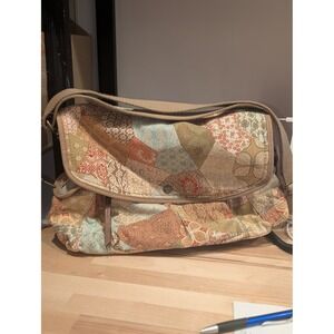 Fossil Patchwork Shoulder Bag Messenger Bag Bohemian Multicolored Canvas EUC